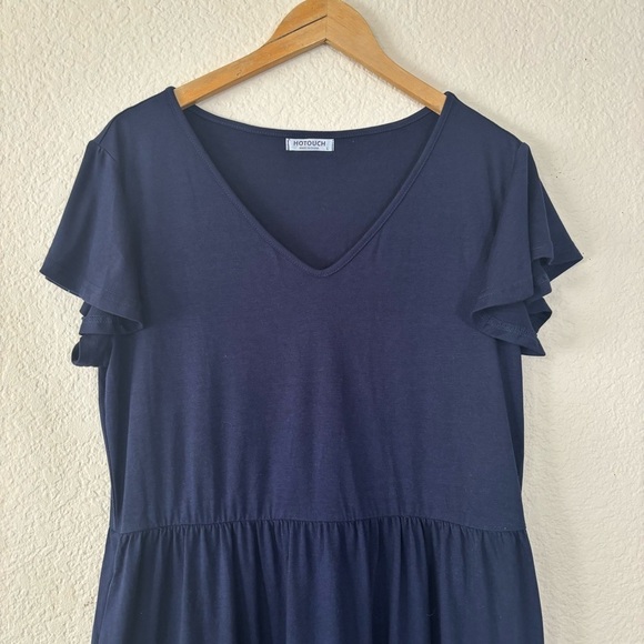 Casual Tiered Dress with Pockets V Neck Ruffle Dress Size Large - Picture 9 of 12